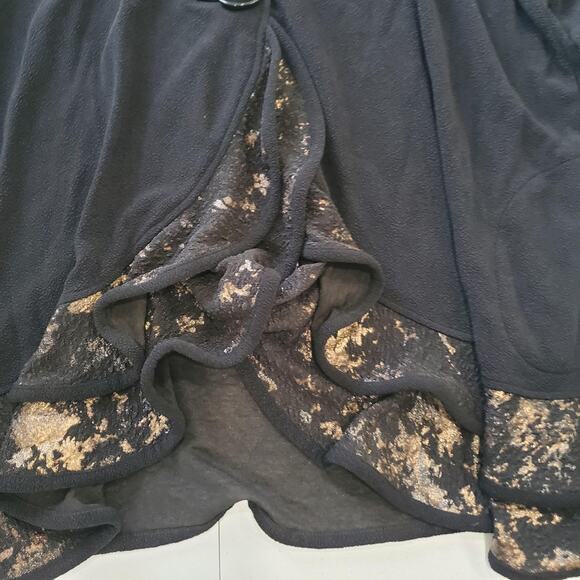 Ali Miles Jacket Womens 2XL Black Ruffle Hem Button Front Metallic Accent - Picture 2 of 9